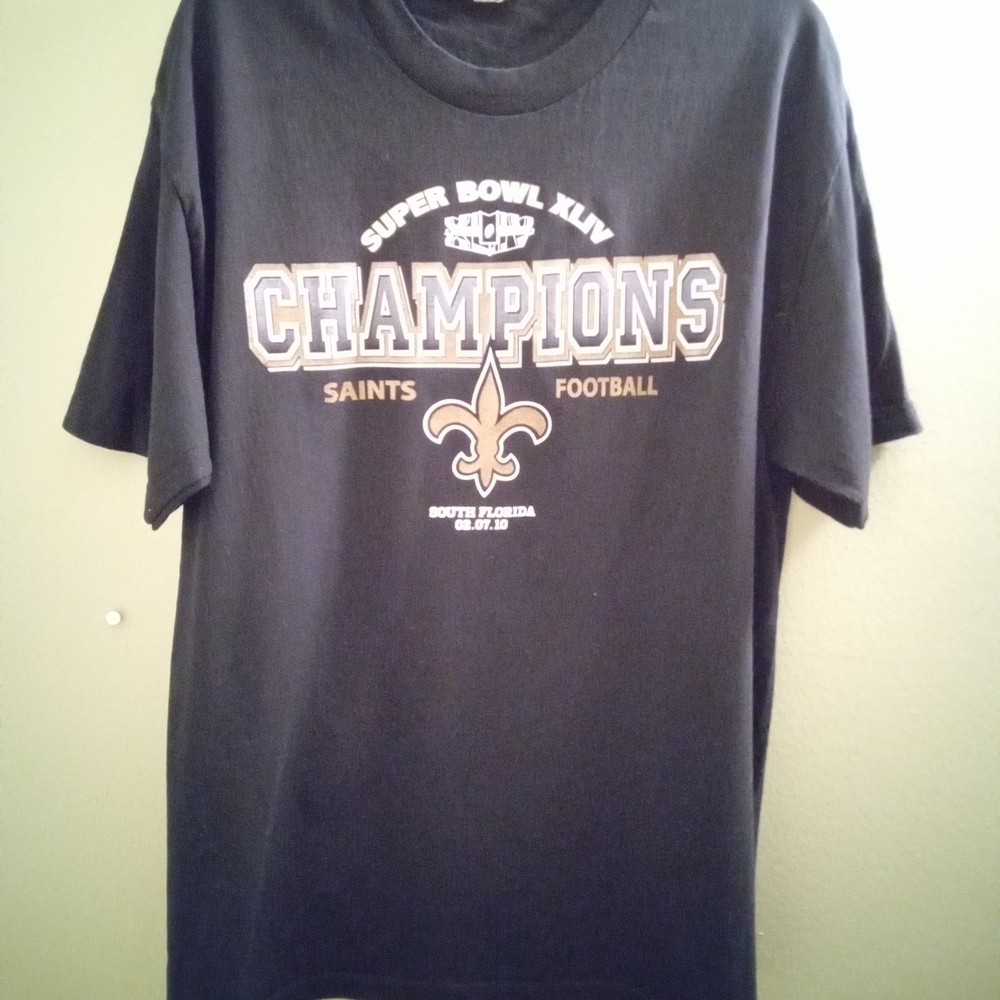 Mens L Alstyle Black Super Bowl XLIV Champions Tee